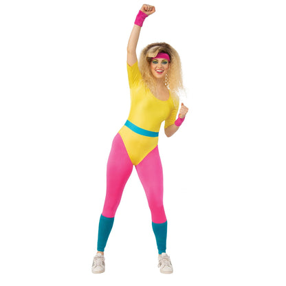 Yellow-Pink-Blue - Front - Bristol Novelty Womens Aerobics Girl Costume