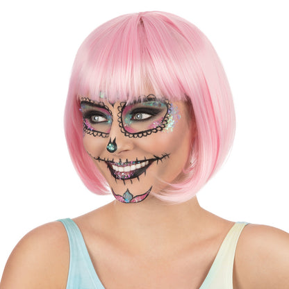 Pastel Pink - Front - Bristol Novelty Womens-Ladies Festival Elegance Short Wig