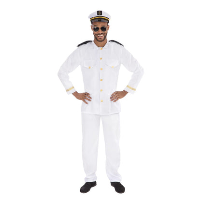 White-Black-Gold - Front - Bristol Novelty Mens Navy Officer Costume & Hat