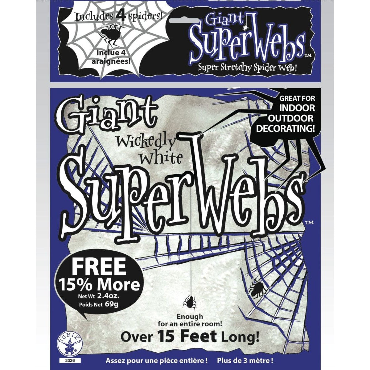 White - Front - Rubies Stretch Spider Web Halloween Decoration