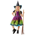 Purple-Black-Green - Front - Rubies Girls Witch Halloween Costume Dress