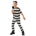 Black-White - Front - Rubies Childrens-Kids Prisoner Costume Top & Bottoms