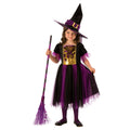 Purple-Gold - Front - Rubies Girls Witch Costume Set
