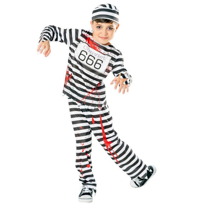 Black-White - Front - Bristol Novelty Boys Convict Zombie Costume