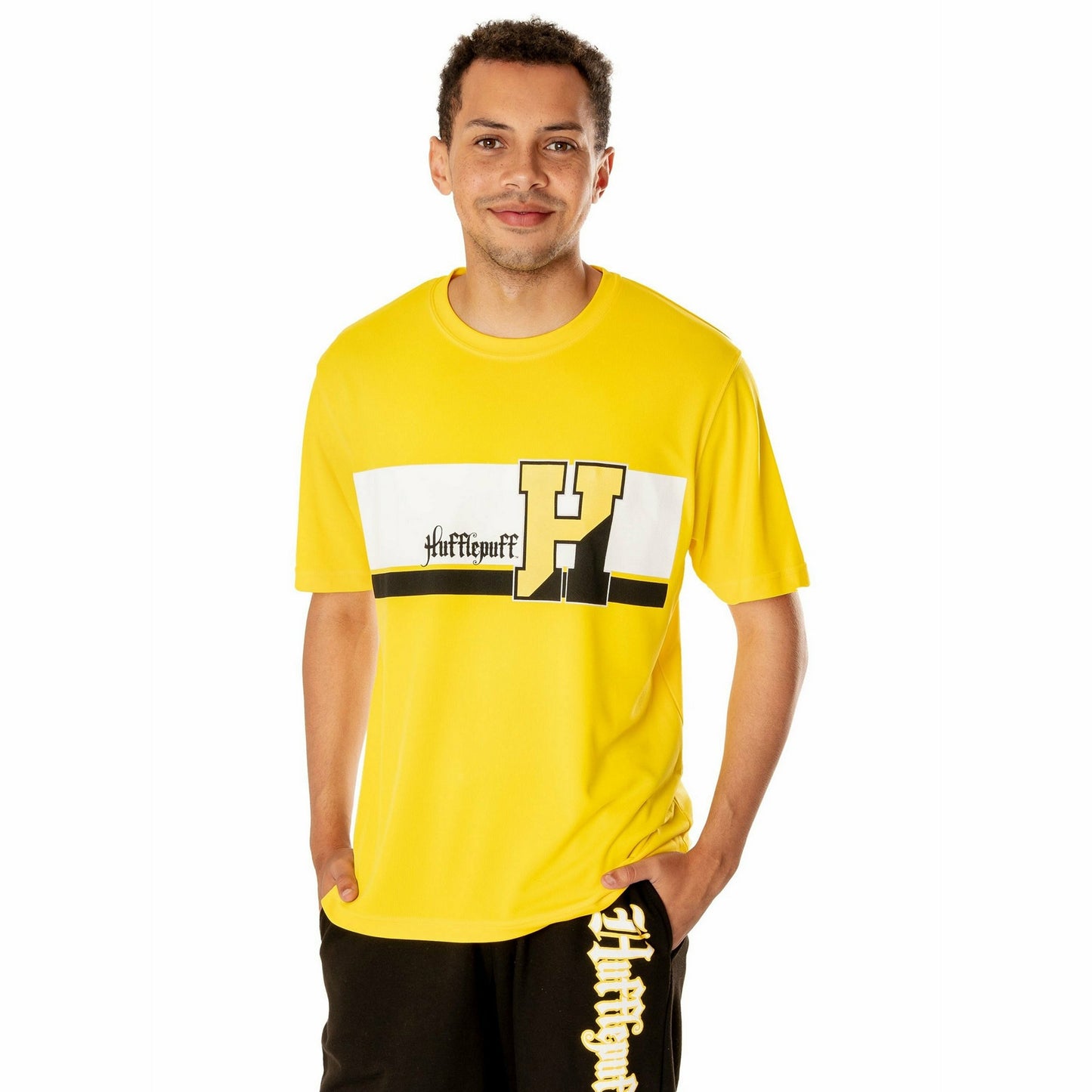 Yellow - Side - Harry Potter Unisex Adult Track & Field Hufflepuff T-Shirt