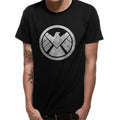 Black - Side - Avengers Unisex Adult Shield T-Shirt