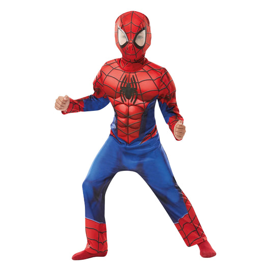 Red-Blue - Front - Spider-Man Boys Deluxe Muscles Costume