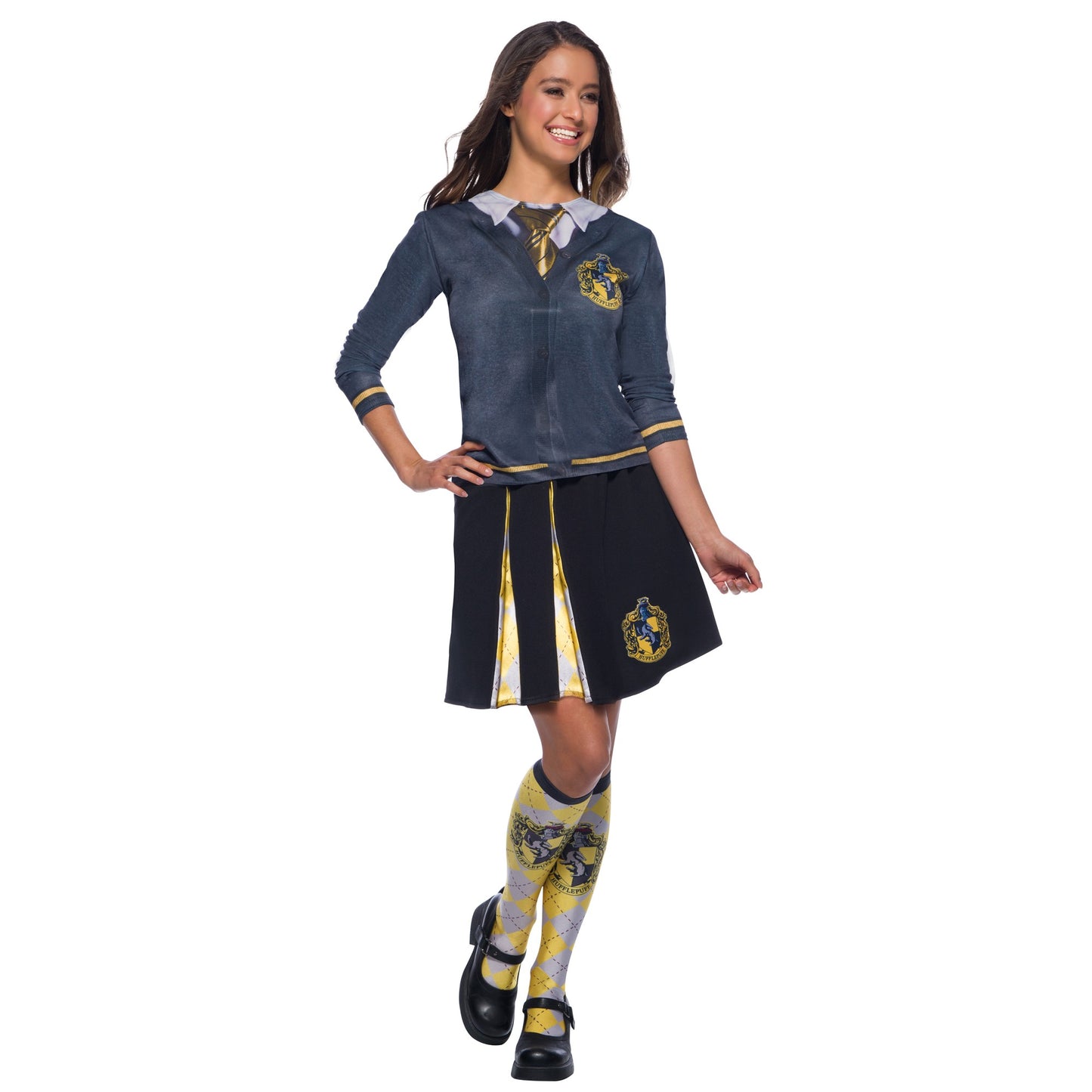 Black-Yellow-Grey - Back - Harry Potter Girls Hufflepuff Costume Skirt