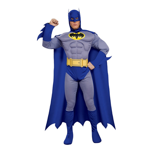 Blue-Yellow - Front - Batman Mens Deluxe Muscles Costume