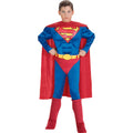Blue-Red-Yellow - Front - Superman Childrens-Kids Muscles Costume