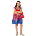 Red-Blue-Gold - Side - Wonder Woman Girls Deluxe Costume Dress