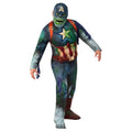 Blue-Green-Red - Front - What If...? Childrens-Kids Deluxe Captain America Zombie Costume