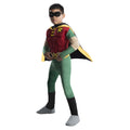 Green-Red-Yellow - Front - Teen Titans Boys Deluxe Robin Costume