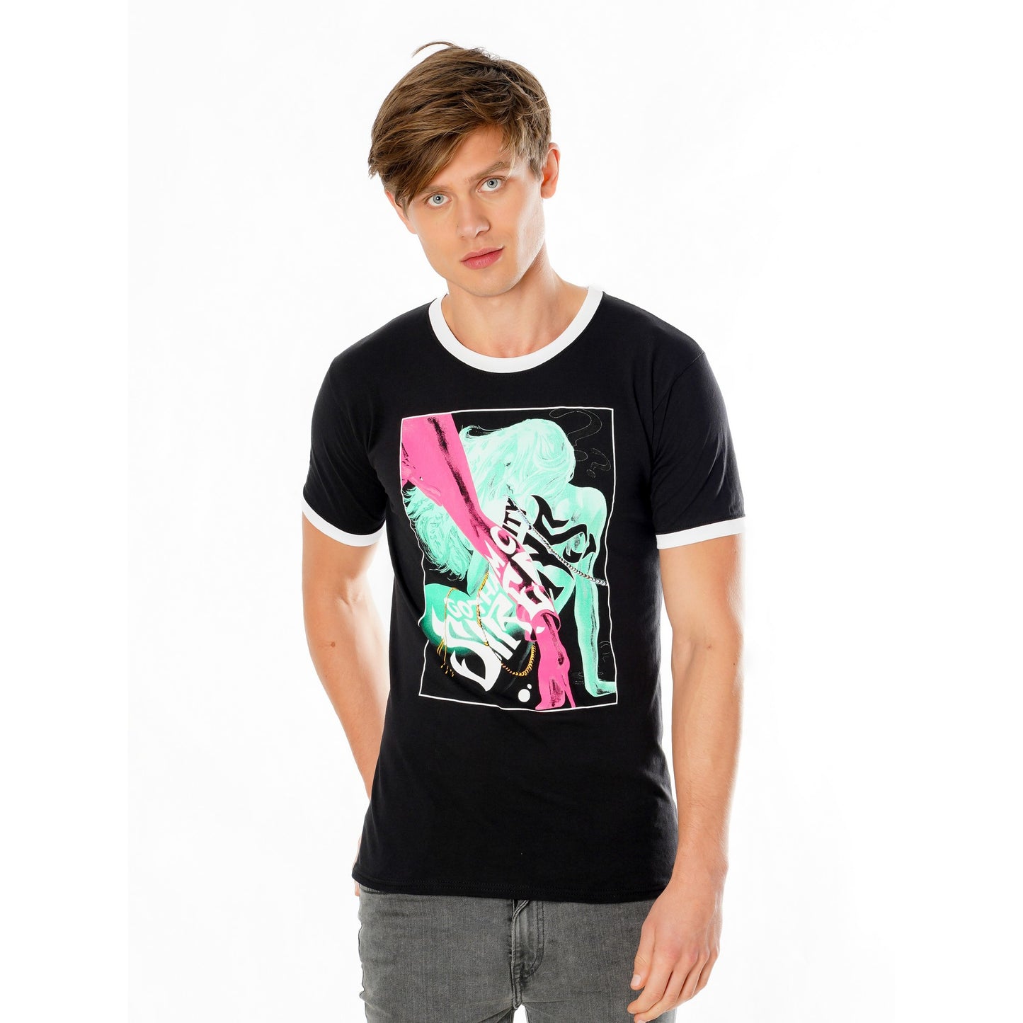Black - Side - Gotham City Sirens Unisex Adult Mystery T-Shirt