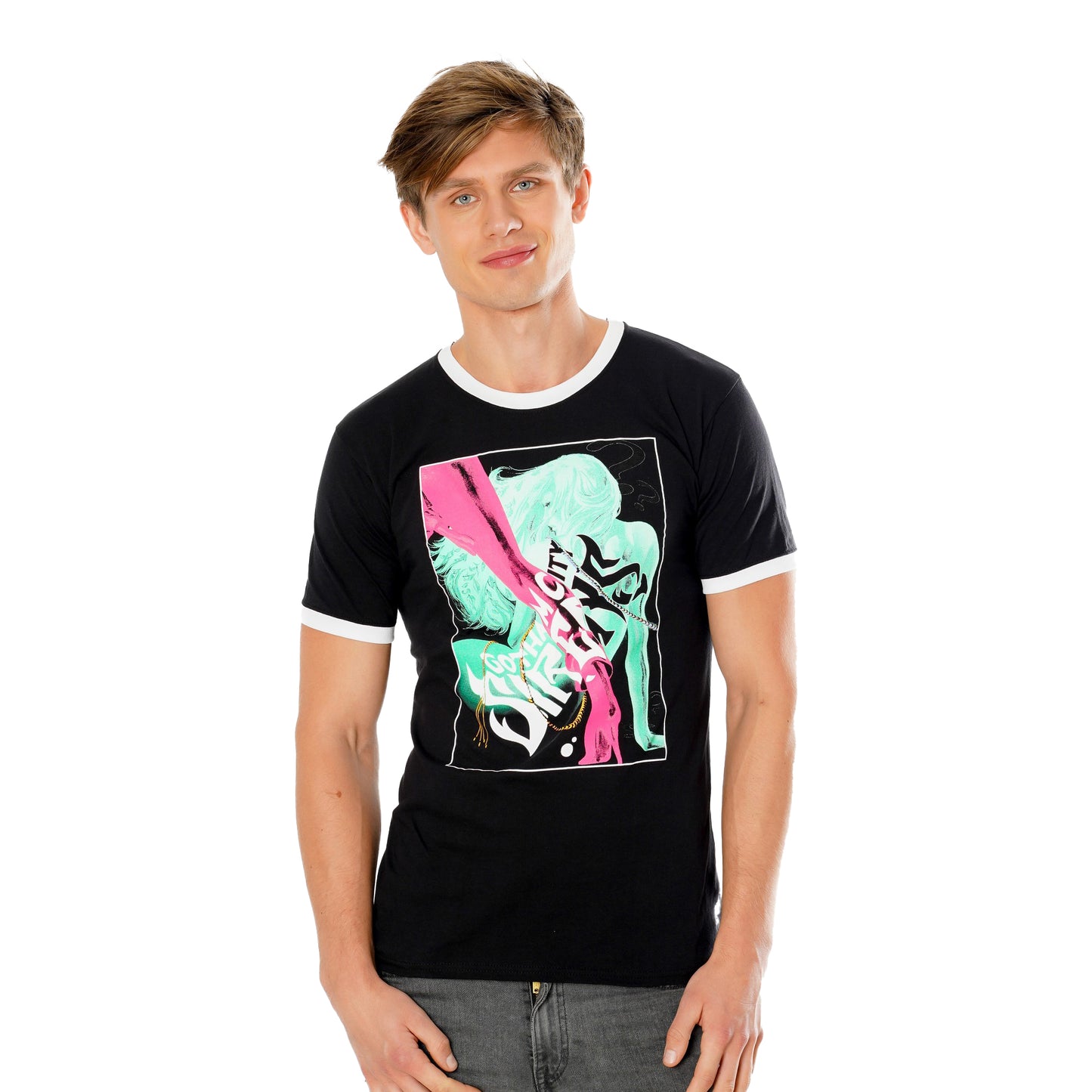 Black - Front - Gotham City Sirens Unisex Adult Mystery T-Shirt