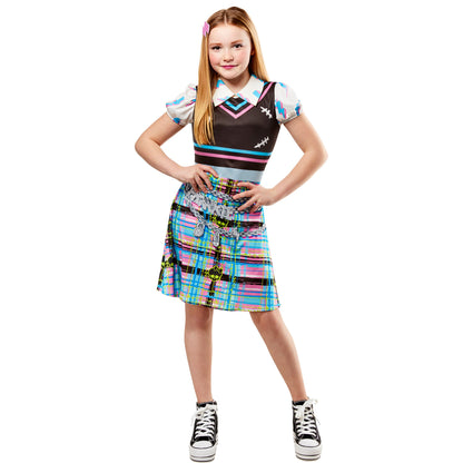 Pink-Blue-Black - Front - Monster High Girls Frankie Stein Costume