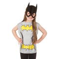 Grey-Yellow-Black - Front - Batman Batgirl T-Shirt & Face Mask
