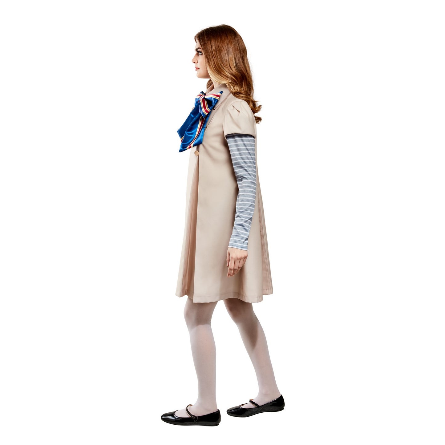 Beige-Blue-Red - Side - M3GAN Womens-Ladies Costume Dress