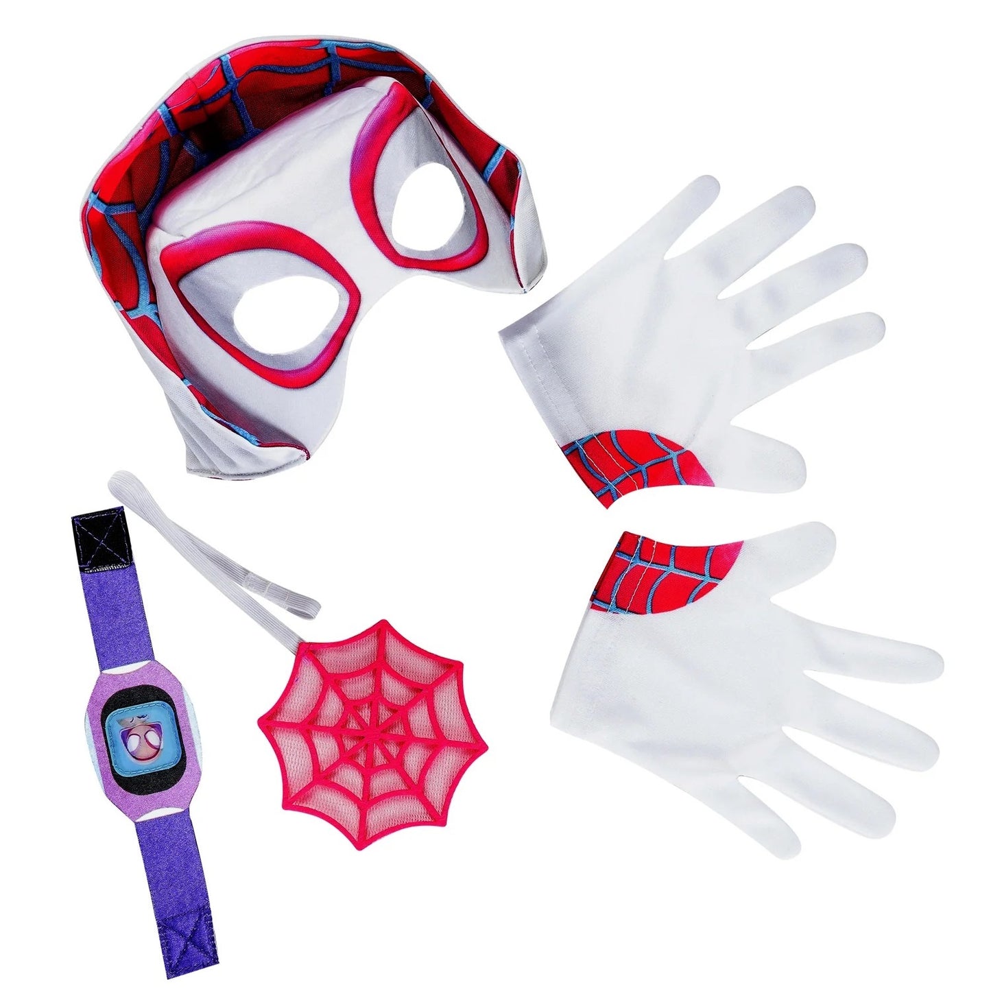 White-Purple-Red - Front - Spidey And His Amazing Friends Childrens-Kids Ghost Costume Accessory Set (Pack of 4)