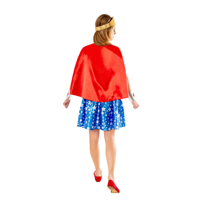 Red-Blue-Gold - Back - Wonder Woman Womens-Ladies Deluxe Costume