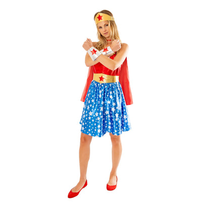 Red-Blue-Gold - Side - Wonder Woman Womens-Ladies Deluxe Costume