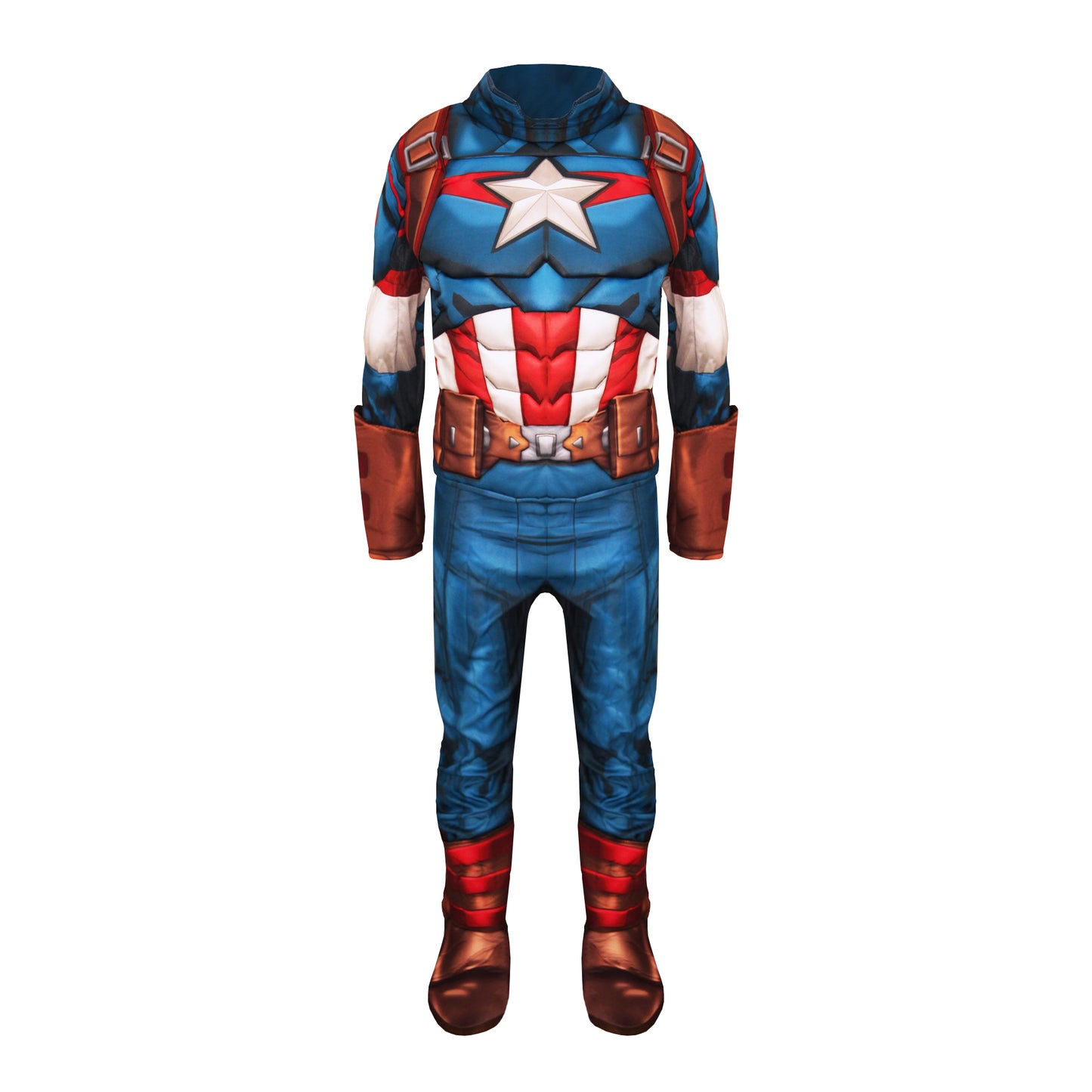 Blue-White-Red - Back - The Avengers Childrens-Kids Deluxe Captain America Costume