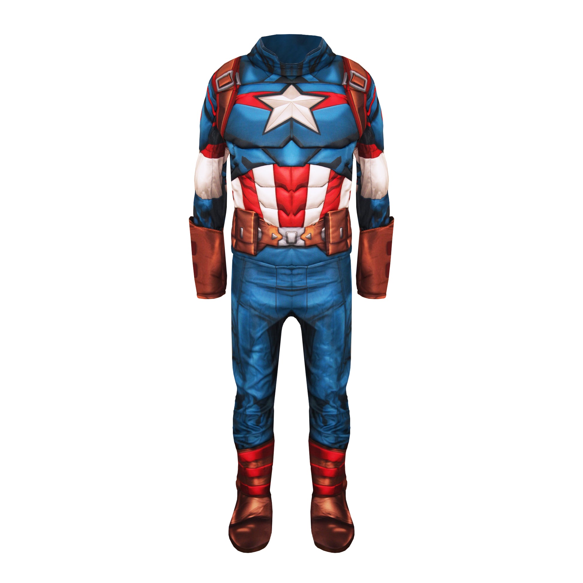 Blue-White-Red - Back - The Avengers Childrens-Kids Deluxe Captain America Costume