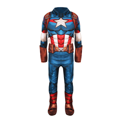 Blue-White-Red - Back - The Avengers Childrens-Kids Deluxe Captain America Costume