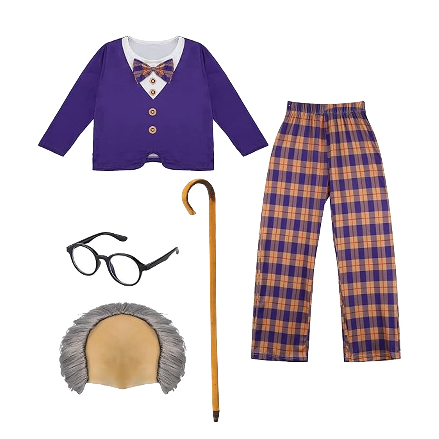 Purple-Beige - Back - Bristol Novelty Boys Little Old Man Costume