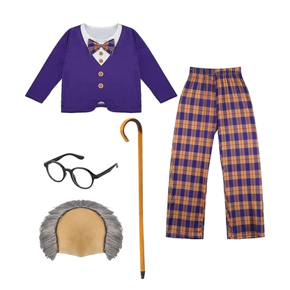Purple-Beige - Back - Bristol Novelty Boys Little Old Man Costume