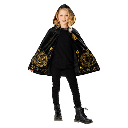 Black-Gold - Front - Harry Potter Childrens-Kids Hogwarts Houses Cape