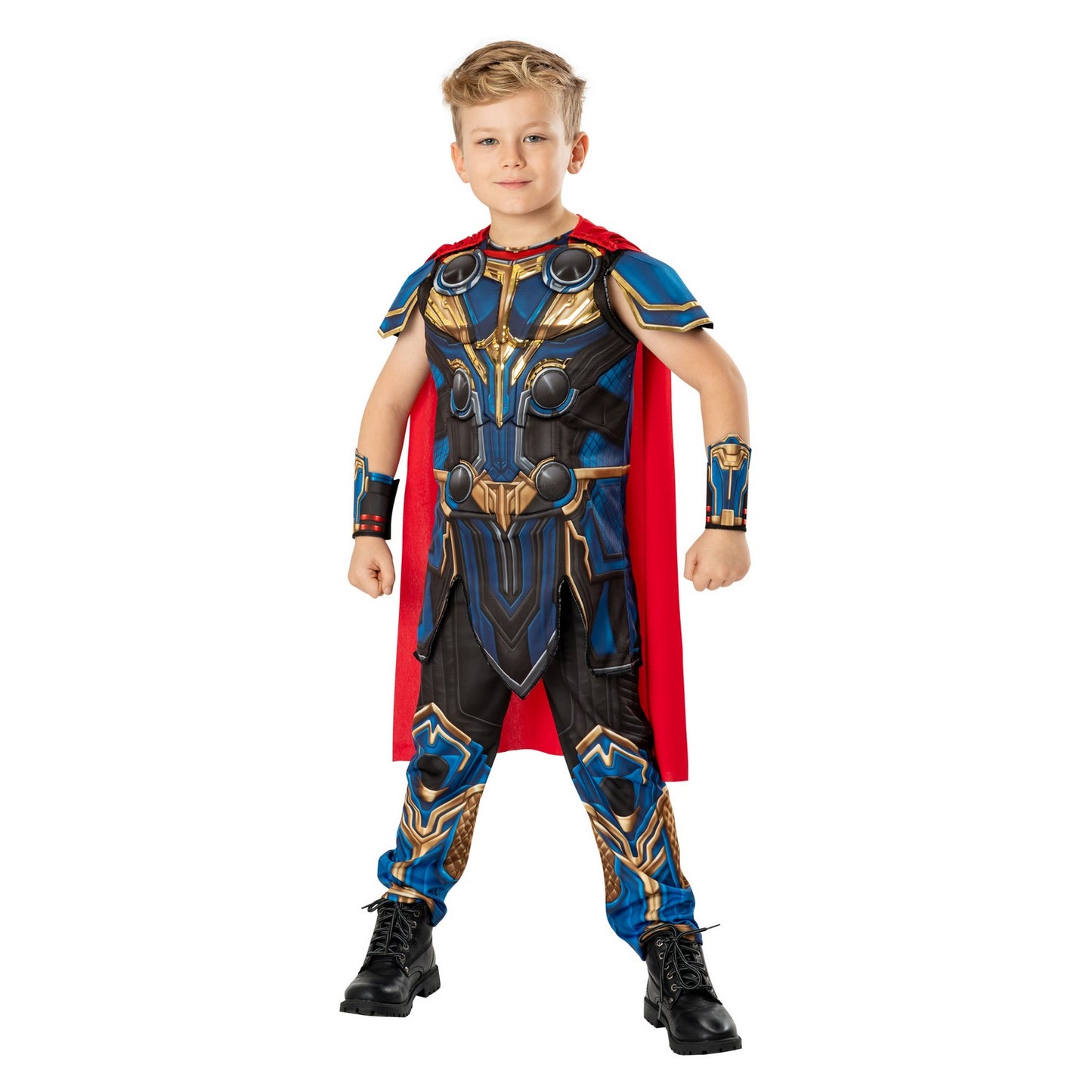 Blue-Black-Red - Front - Thor: Love And Thunder Childrens-Kids Deluxe Costume Top & Bottoms