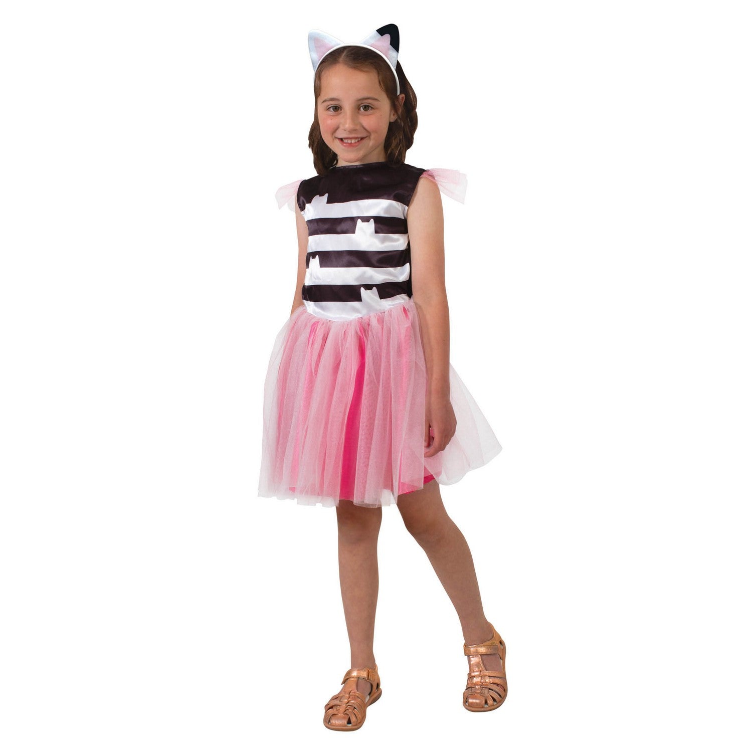 Pink-White - Front - Gabby´s Dollhouse Girls Tutu Skirt Striped Costume