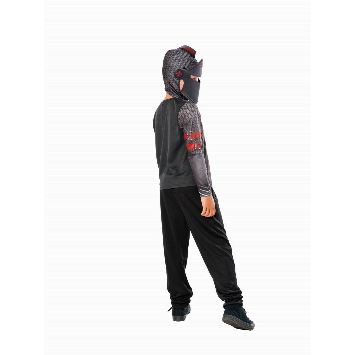 Black-Grey-Red - Side - Bristol Novelty Childrens-Kids Black Knight Costume Set