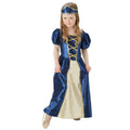 Blue-Gold - Side - Bristol Novelty Childrens-Kids Renaissance Princess Costume