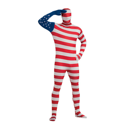 Red-White-Blue - Front - Bristol Novelty Mens American Flag Skinny Bodysuit