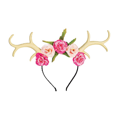 Black-Pink-Green-Natural - Front - Bristol Novelty Antler Flower Headband