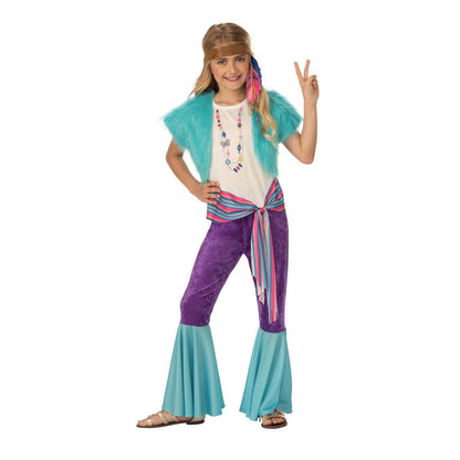 White-Sky Blue-Purple - Front - Bristol Novelty Girls Hippy Costume