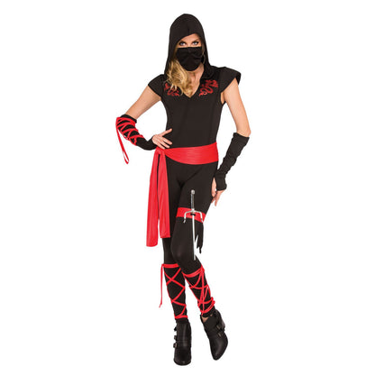 Red-Black - Front - Unbranded Womens-Ladies Dragon Ninja Costume