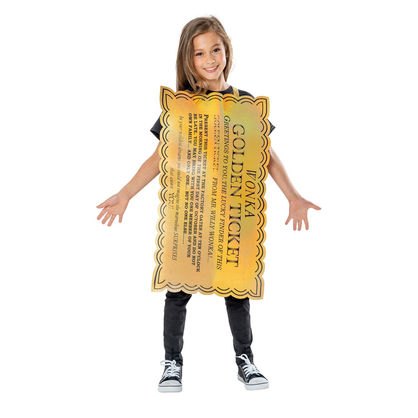 Gold-Black - Front - Willy Wonka & The Chocolate Factory Childrens-Kids Golden Ticket Tabard