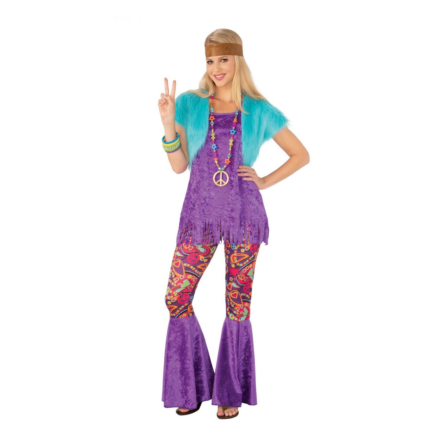 Purple-Blue - Front - Bristol Novelty Womens-Ladies Groovy Costume