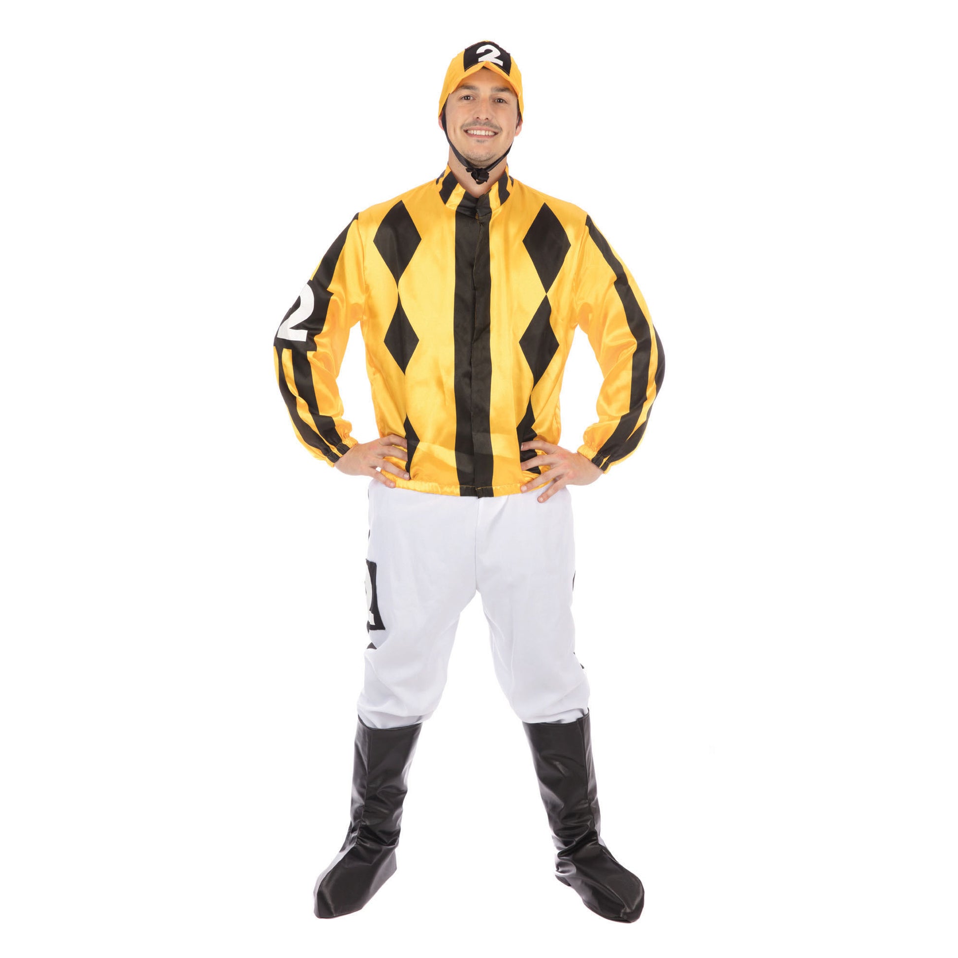 Yellow-Black-White - Front - Bristol Novelty Unisex Adult Jockey Costume