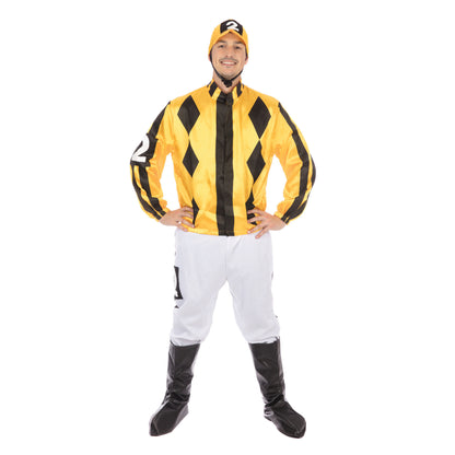 Yellow-Black-White - Front - Bristol Novelty Unisex Adult Jockey Costume