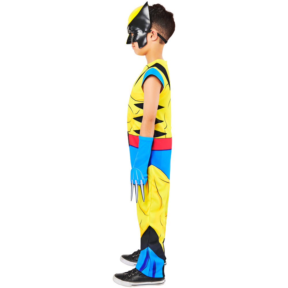 Yellow-Blue-Black - Side - Deadpool & Wolverine Childrens-Kids Classic Costume