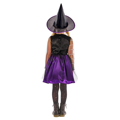 Black-Purple - Back - Bristol Novelty Girls Cobweb Witch Costume