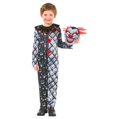 Black-White-Red - Side - Bristol Novelty Childrens-Kids Sinister Clown Monochrome Costume