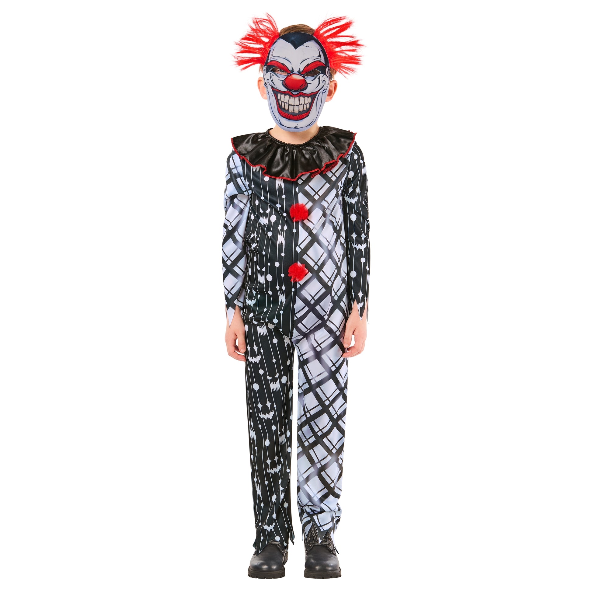 Black-White-Red - Front - Bristol Novelty Childrens-Kids Sinister Clown Monochrome Costume