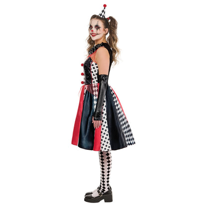 White-Black-Red - Side - Bristol Novelty Womens-Ladies Clown Monochrome Costume