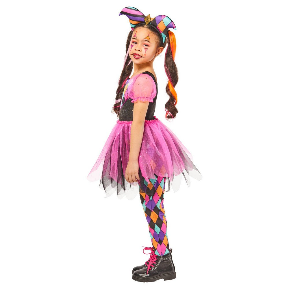 Black-Pink-Multicoloured - Side - Bristol Novelty Girls Harlequin Costume