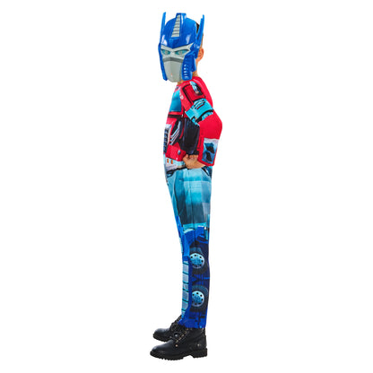 Blue-Red - Side - Transformers Childrens-Kids Earth Spark Optimus Prime Costume Set